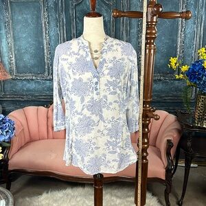 Lilac color, Paisley Damask look pullover linen shirt with buttons